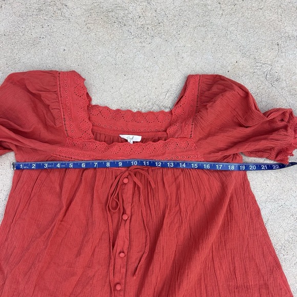 Easel Women's Boho Cottage Farmers Market Summer Tunic Embroidered Red Sz Small - Picture 5 of 6